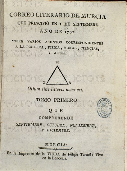 PORTADA DEL CORREO LITERARIO DE MURCIA
MADRID, BIBLIOTECA NACIONAL
MADRID
This image is not downloadable. Contact us for the high res.