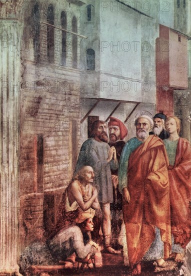 MASACCIO 1401/28
CAPILLA BRANCACCI. S PEDRO CURANDO A LOS ENFERMOS
FLORENCIA, IGLESIA DEL CARMINE
ITALIA