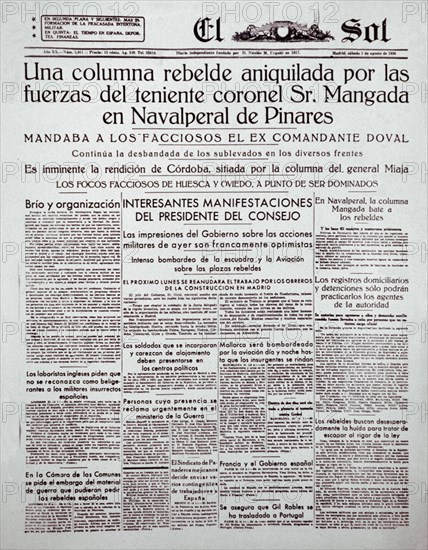 El Sol Newspaper: War Incidents: Navalperal de Pinares (Ávila)