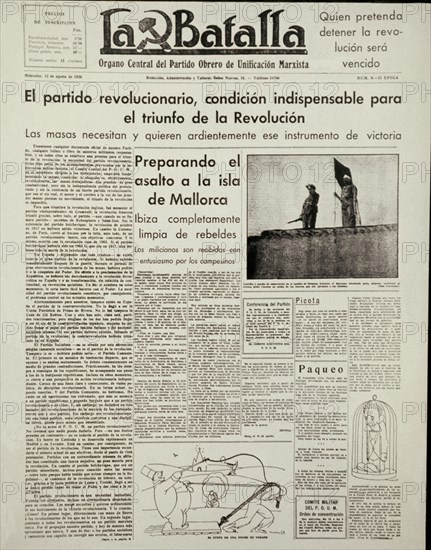 La Batalla Newspaper: Preparing the assalt on the Island of Mallorca
