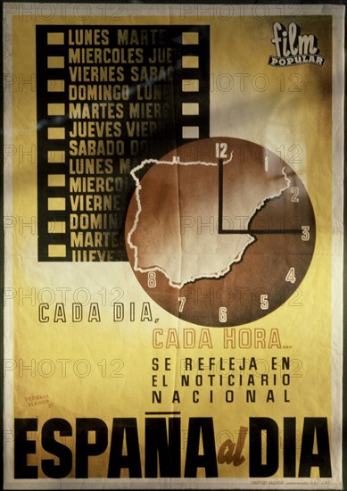 Poster advertising the news bulletin on the national radio