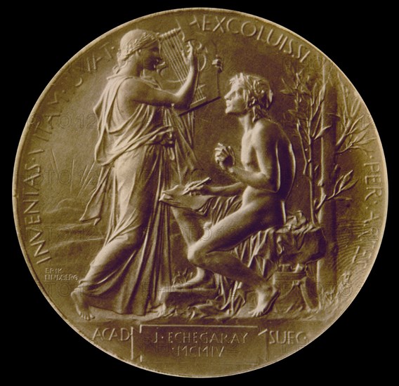 MEDALLA DEL PREMIO NOBEL A JOSE ECHEGARAY-REVERSO