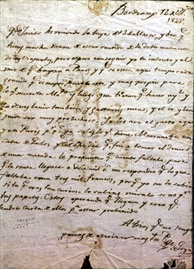 Goya, Letter from Goya to his son Javier, from Bordeaux