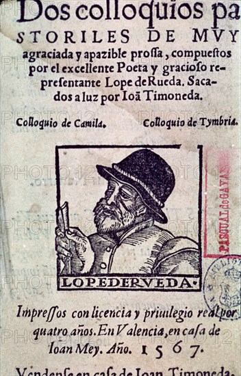 RUEDA LOPE DE
DOS COLOQUIOS PASTORILES 1567
MADRID, BIBLIOTECA NACIONAL
MADRID