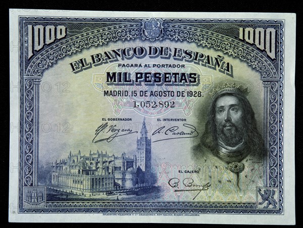 Billet de mille pesetas de la Banque d'Espagne