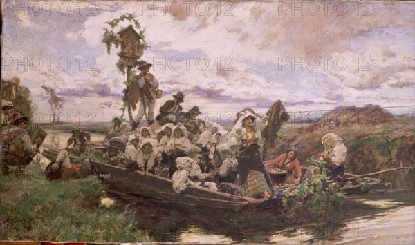 PRADILLA ORTIZ FRANCISCO 1848/1928
LA VENDIMIA CERCA DE ROMA
MADRID, MUSEO ROMANTICO
MADRID