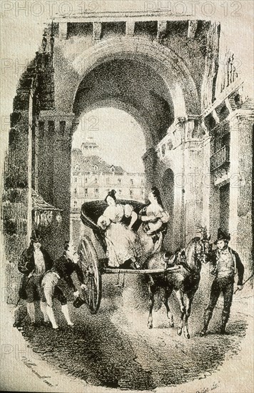 MESONERO ROMANOS
ESCENA MATRITENSE CARRUAJE CON DAMAS - S XIX
Madrid, public museum