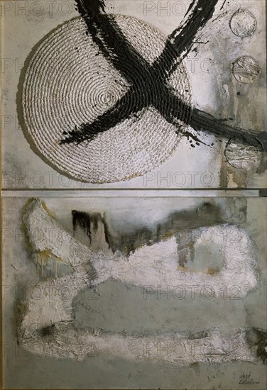 CABALLERO JOSE 1915/1991
DOBLE ESPACIO 1971-COLLAGE/TECNICA MIXTA/TABLA 144X100 CM
BARCELONA, BANCO URQUIJO
BARCELONA