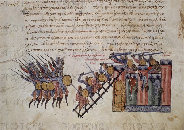 SKYLLITZES
HISTORIA MATRITENSIS FOL 101 - CAIDA DE SIRACUSA - S XIV
MADRID, BIBLIOTECA NACIONAL
MADRID