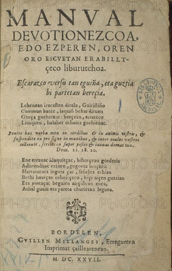 ETCHEBERRI J
MANUAL DEVOTIONEZCOA
MADRID, BIBLIOTECA NACIONAL
MADRID
This image is not downloadable. Contact us for the high res.