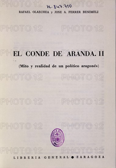 OLAECHEA-FERRER
EL CONDE DE ARANDA. II MITO Y REALIDAD
MADRID, BIBLIOTECA NACIONAL PISOS
MADRID