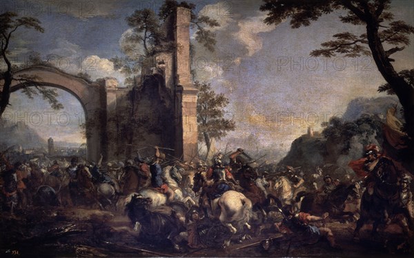 COURTOIS JACQUES 1621/1676
BATALLA ENTRE CRISTIANOS Y MUSULMANES - S XVII - O/L 96x152 - NP 2242 - PINTURA BARROCA FRANCESA
Madrid, musée du Prado