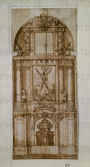 CANO ALONSO 1601/1667
DIBUJO EN SEPIA PARA EL RETABLO DE LA IGLESIA DE SAN ANDRES
Madrid, Museo del Prado