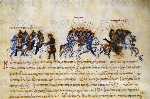 Thomas the Slav flees to the Arabs (Miniature from the Madrid Skylitzes), 11th-12th century. Artist: Anonymous