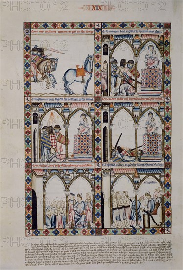 ALFONSO X EL SABIO 1221/84
MTI1-CANTIGA STA MARIA Nº19-F31V-VIRGEN SE VENGA DE CABALLEROS QUE MATAN A SU AMIGO ANTE EL ALTAR-
SAN LORENZO DEL ESCORIAL, MONASTERIO-BIBLIOTECA
MADRID
This image is not downloadable. Contact us for the high res.