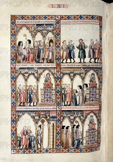 ALFONSO X EL SABIO 1221/84
MTI1-CANTIGA STA MARIA Nº61-F89V-VIRGEN CURA AL ESCEPTICO CON BOCA TORCIDA POR RENEGAR DE ELLA
SAN LORENZO DEL ESCORIAL, MONASTERIO-BIBLIOTECA
MADRID
This image is not downloadable. Contact us for the high res.