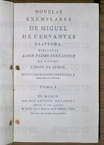 Cervantes, "Novelas ejemplares" (Part I) pour Don Pedro Fernandez de Castro
