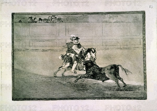 Goya, The Art of Bullfighting- A Spanish knight in the ring