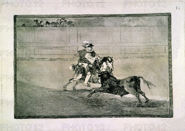 Goya, Tauromachie- Chevalier espagnol dans l'arène