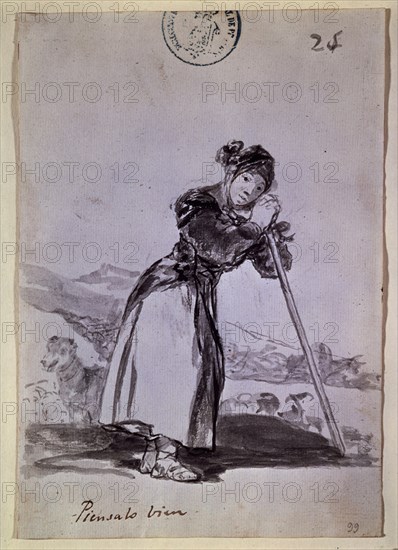 Goya, dessin satyrique (Penses-y bien)