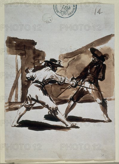 Goya, Défi, chevaliers avec épée