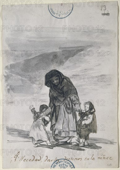 Goya, drawing (What stupidity! To Determine Their Fates in Childhood)