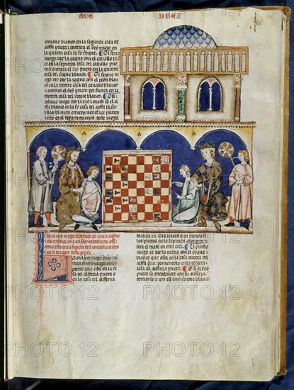 ALFONSO X EL SABIO 1221/84
LIBRO DE JUEGOS-FOL 15r-ALFONSO X Y SU HIJO SANCHO ENSEÑANDO A JOVENES A JUGAR
SAN LORENZO DEL ESCORIAL, MONASTERIO-BIBLIOTECA
MADRID
This image is not downloadable. Contact us for the high res.