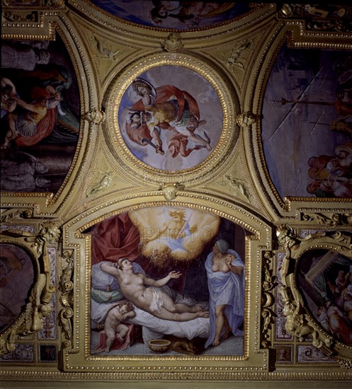 BECERRA GASPAR
PINTURA MITOLOGICA TECHO DE LA SALA DEL TORREON-DANAE RECIBE LA LLUVIA DE ORO 1563
PARDO EL, PALACIO REAL
MADRID