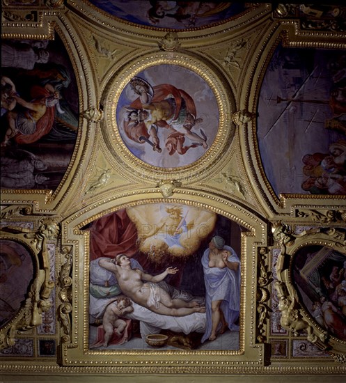 BECERRA GASPAR
PINTURA MITOLOGICA TECHO DE LA SALA DEL TORREON-DANAE RECIBE LA LLUVIA DE ORO 1563
PARDO EL, PALACIO REAL
MADRID