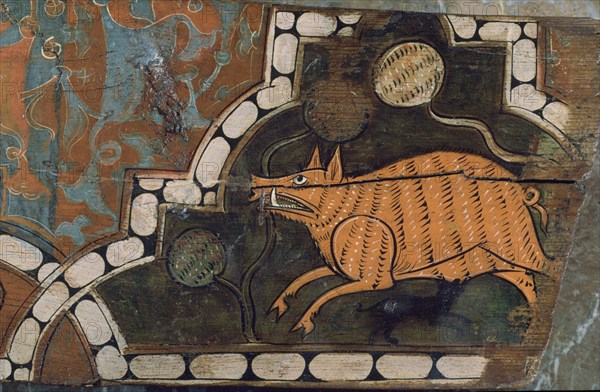 VIGA MUDEJAR POLICROMADA CURIEL DE LOS AJOS (VA)-ESCENA DE CACERIA
MADRID, MUSEO ARQUEOLOGICO NACIONAL
MADRID