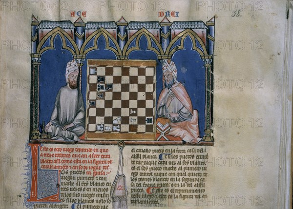ALFONSO X EL SABIO 1221/84
LIBRO DE JUEGOS-DOS MUSULMANES JUEGAN AL AJEDREZ-DET ILUSTRACION-CONJ Nº90059-F 38
SAN LORENZO DEL ESCORIAL, MONASTERIO-BIBLIOTECA
MADRID