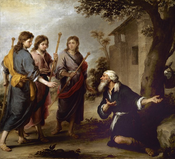 MURILLO BARTOLOME 1618/1682
ABRAHAM Y LOS TRES ANGELES - 1667/1670 - O/L 236x261 - PINTURA BARROCA ESPAÑOLA
OTTAWA, GALERIA NACIONAL
CANADA