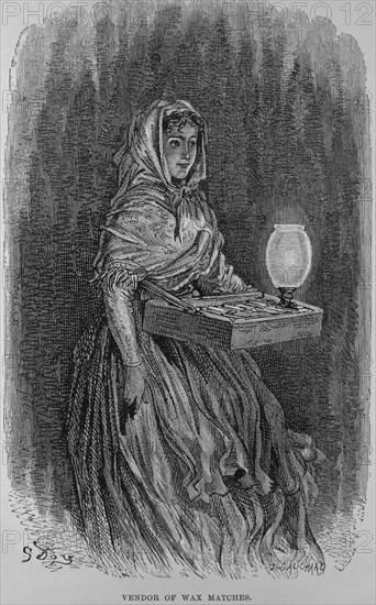 DORE GUSTAVE 1832-1883
CAJA DE CERILLAS-ESTAMPA DE VENDEDORA
MADRID, FOSFORERA ESPANOLA
MADRID