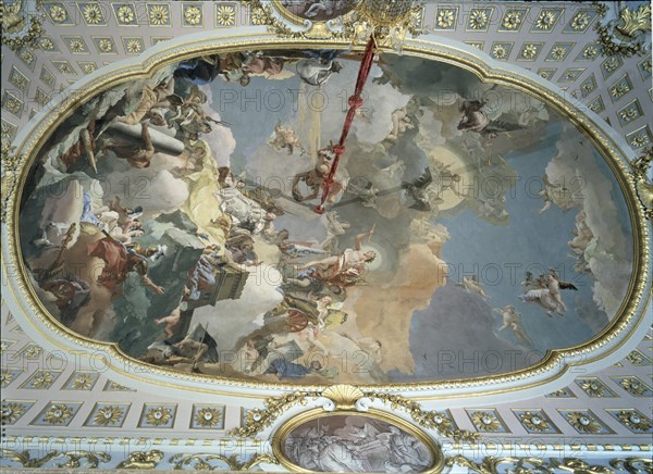 TIEPOLO GIOVANNI BATTISTA 1696/1770
P-SALETA OFICIAL-FRESCO DEL TECHO-"EL PODER DE LA MONARQUIA ESPAÑOLA" PINTURA BARROCA
MADRID, PALACIO REAL-PINTURA
MADRID