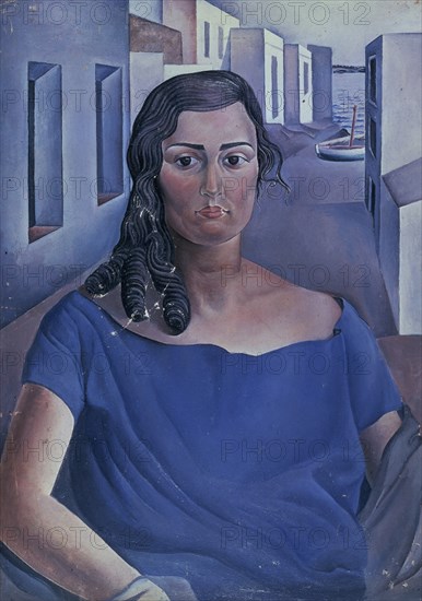 Dali, Portrait de jeune fille dans un paysage de Cadaqués