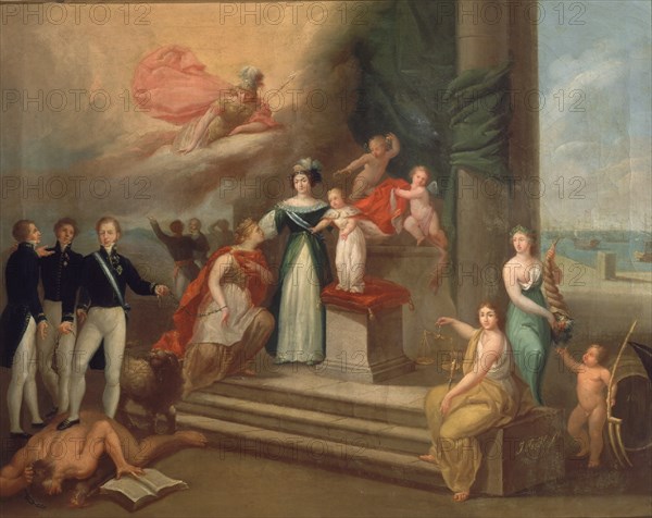 Ribelles, Allégorie de l'Espagne avec la Reine Marie-Christine et Isabelle II
