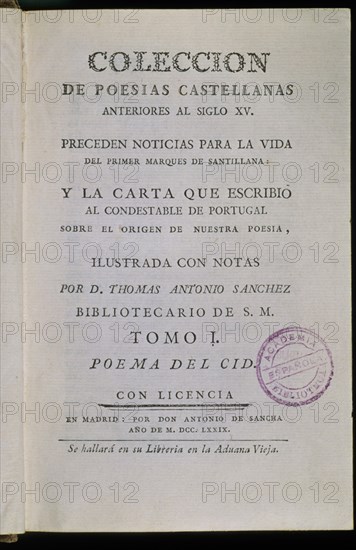 SANCHEZ TOMAS A
POESIAS CASTELLANAS ANTERIORES S XV
MADRID, ACADEMIA DE LA LENGUA
MADRID