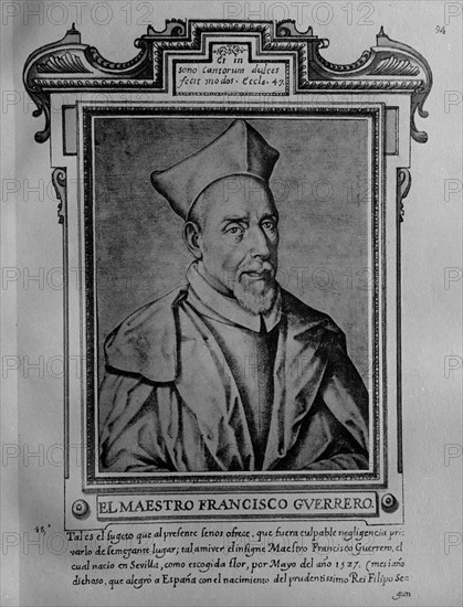 PACHECO FRANCISCO 1564/1644
FRANCISCO GUERRERO (1527-1599) - COMPOSITOR Y MAESTRO DE CAPILLA SEVILLANO - LIBRO DE RETRATOS
Madrid, musée Lazaro Galdiano