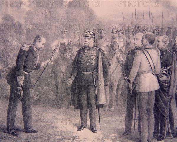 NAPOLEON III ENTREGA SU ESPADA AL REY DE PRUSIA 2/SEP/1870