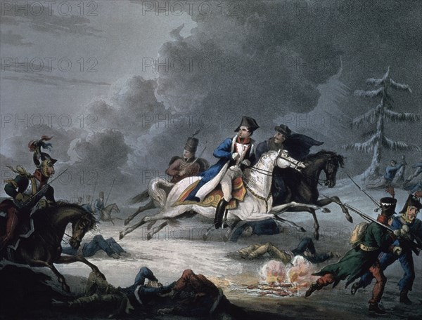 Campagne de Russie.
Napoléon 1er abandonne les armes et rentre à Paris
1812