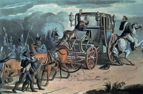 The Prusians attacking Napoleon's stagecoach in Waterloo