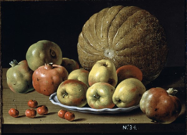 MELENDEZ LUIS 1716/1780
BODEGON (MANZANAS,GRANADA,CEREZAS Y MELON)-S XVIII PINTURA ESPAÑOLA
MADRID, COLECCION MARQS ESPERANZA
MADRID