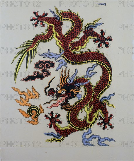 DIBUJO COLOREADO SOBRE PAPEL DE ARROZ-DRAGON CHINO DE FUEGO
MADRID, COLECCION PARTICULAR
MADRID