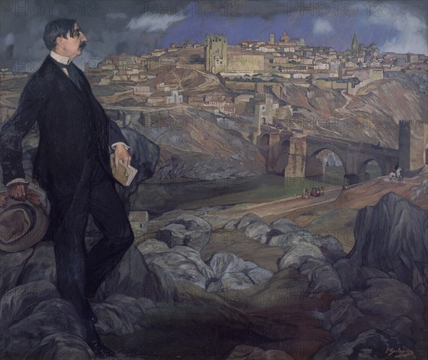 Zuloaga, Portrait of Auguste Maurice Barrès in front of Toledo