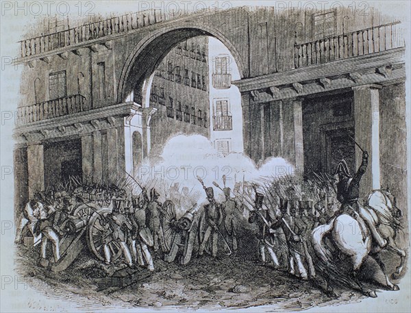 GRABADO-DEFENSA DE LA PLAZA MAYOR 6/7/1822 POR NACIONALES
This image is not downloadable. Contact us for the high res.