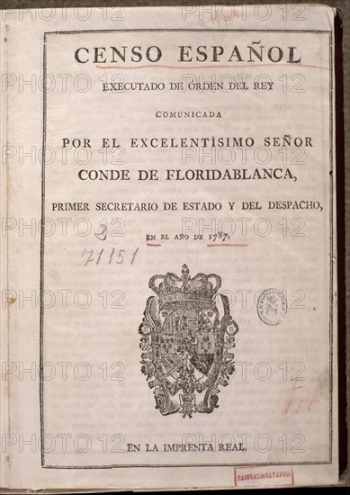 FLORIDABLANCA
CENSO ESPANOL DE 1787 DEL CD FLORIADABLANCA
MADRID, BIBLIOTECA NACIONAL PISOS
MADRID