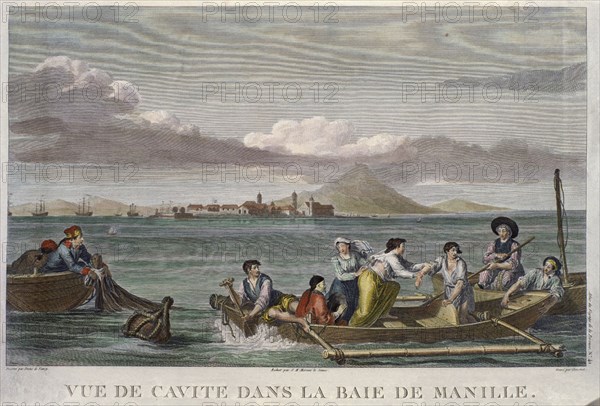 VANCY DUQUE DE
VISTA DE CAVITE EN LA BAHIA DE MANILA - GRABADO POR SIMONET - S XVIII