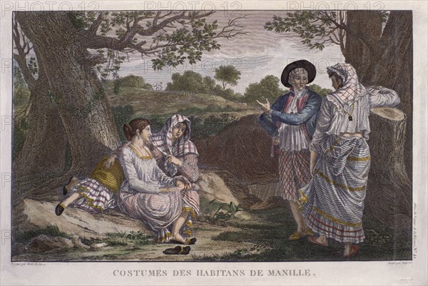 VANCY DUQUE DE
TRAJES DE LOS HABITANTES DE MANILA - GRABADO POR DUPREEL - S XVIII