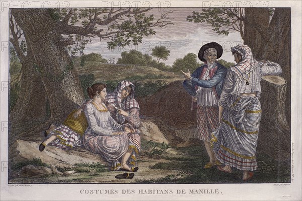 VANCY DUQUE DE
TRAJES DE LOS HABITANTES DE MANILA - GRABADO POR DUPREEL - S XVIII