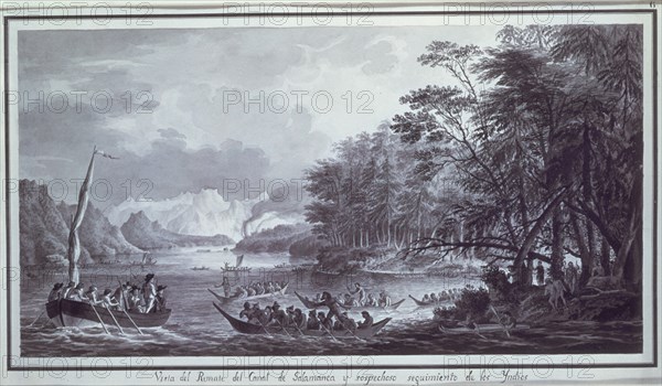 BRAMBILA FERNANDO 1763/1834
REMATE DEL CANAL DE SALAMANCA Y SEGUIMIENTO DE LOS INDIOS - N.O.AMERICA-1792 - DIBUJO A TINTA
MADRID, MUSEO DE AMERICA
MADRID
